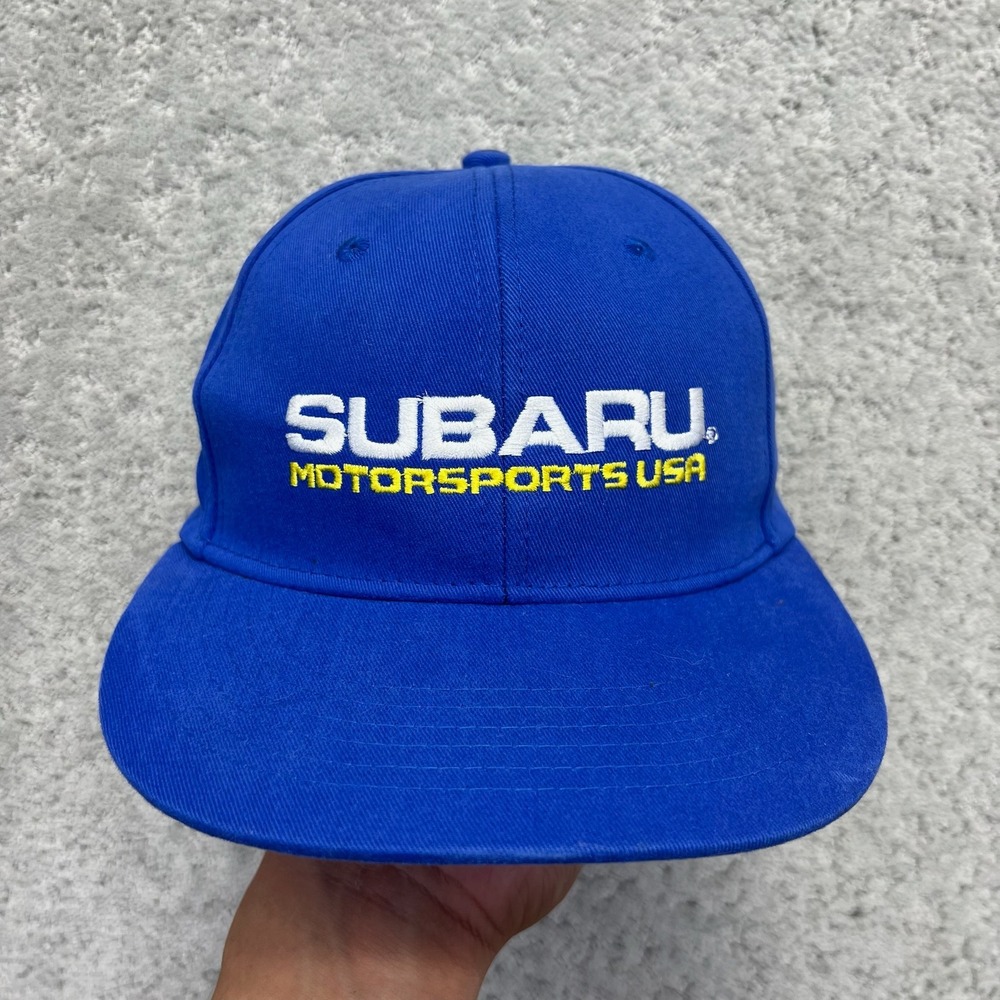 Quake City Caps Snapbakc Hat Blue Subaru Motorsports USA Racing Rally Car Hat